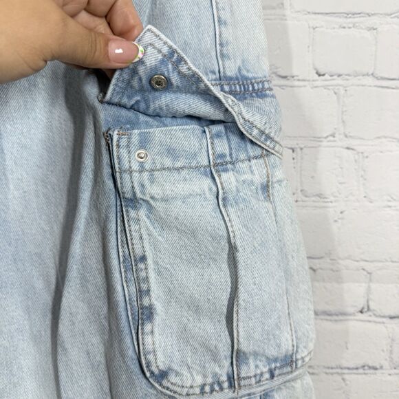 Aeropostale Jeans Women Size 10 R Cargo Light Blue Wide Leg Baggy Loose Skater - Picture 5 of 13